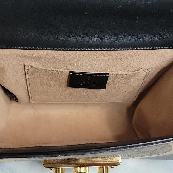 GUCCI Tricolor GG Supreme Canvas And Leather Medium Padlock Shoulder Bag - Picture 15 of 16